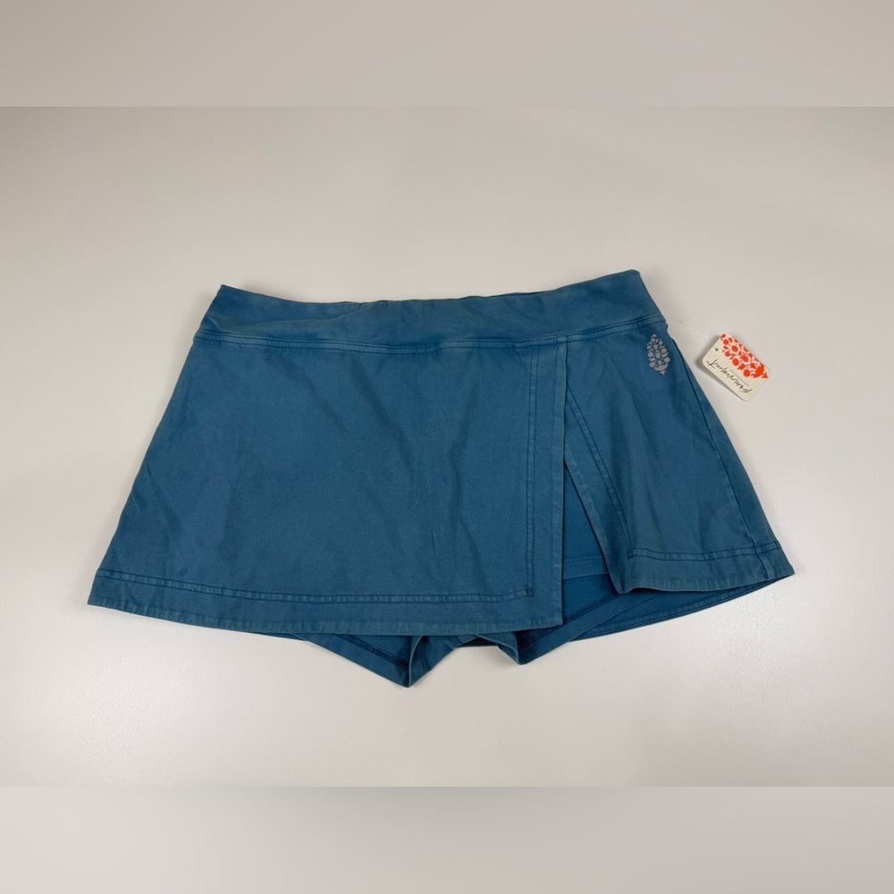 Free People Movement Hot Shot Mini Skirt Celestial Misty Blue Size XL NWT